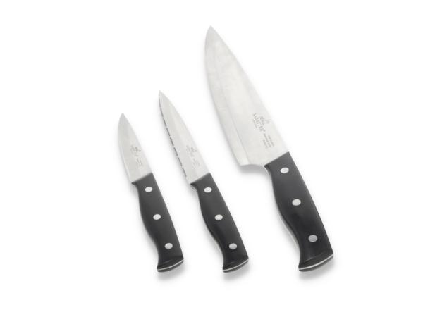 Lion Sabatier Knivsæt 3 dele, urte, tomat og kokkekniv i stål og sort ABS plast, Austral